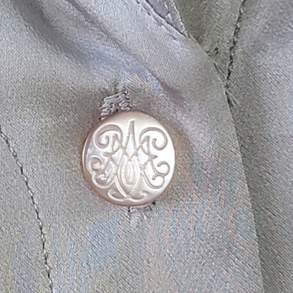 VTG 90s Starington Silk Blouse Silver Women 12 Quiet Luxury Corporate Officewear - Picture 7 of 11